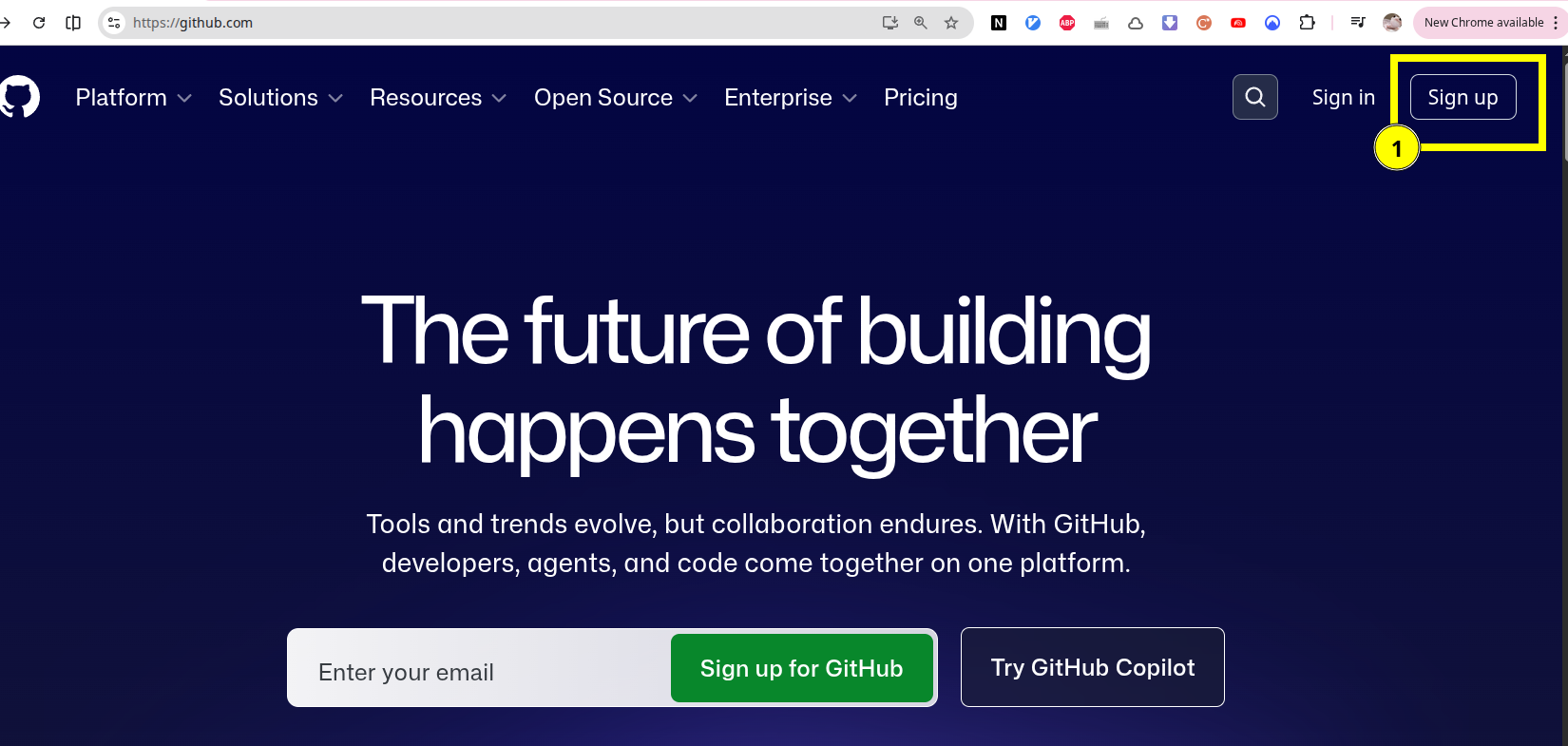 Figure 1: github sign up